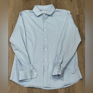 Mizzen+Main Large Trim Fit Blue Small Check Gingham Stretch Cotton Shirt